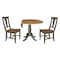 International Concepts Round Round 42 in. Dual Drop Leaf Dining Table with 2 Panel Back Chairs in Hickory/Washed Coal K45-42DPT-C110-2 - alternate 5